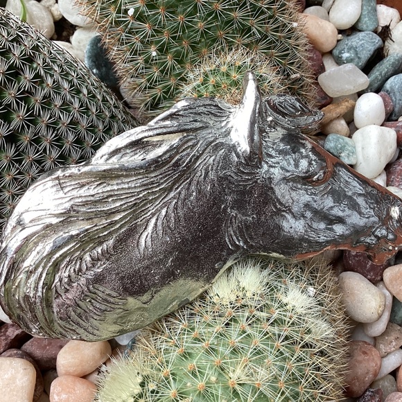 Vintage Outstanding Metal Statement Sized Horse Head Belt Buckle/Scarf Slide main image 4